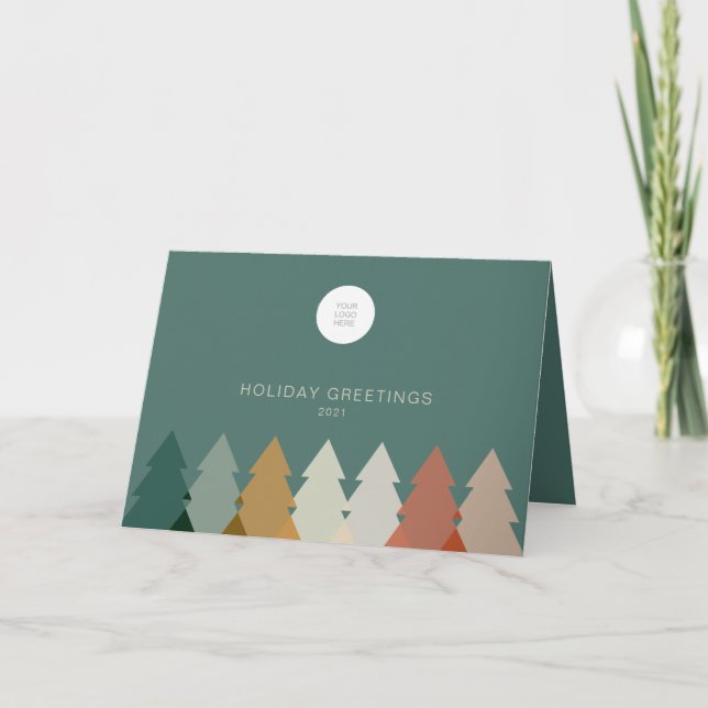 Cartes Pour Fêtes Annuelles Arbre De Vacances Moderne Avec Logo Plié Business (Devant)