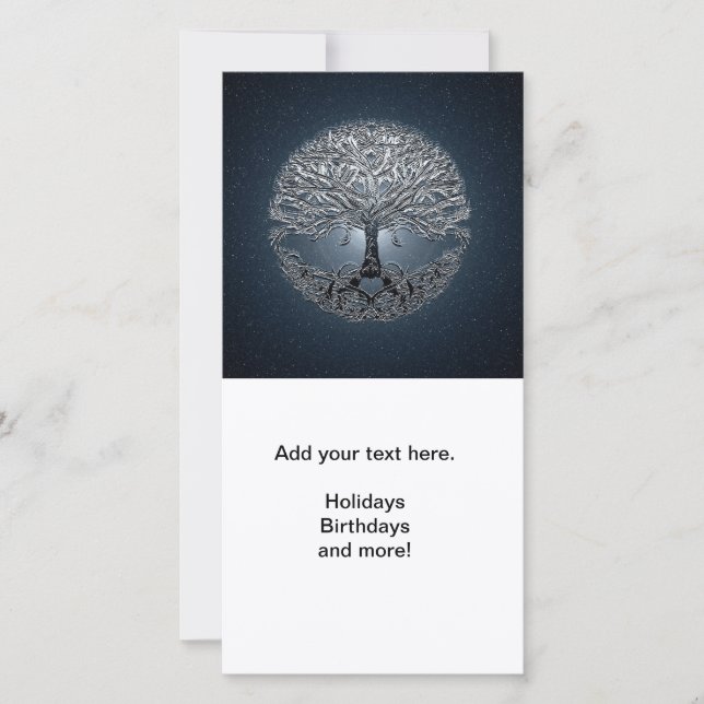 Cartes Pour Fêtes Annuelles Arbre de vie Ciel bleu nuit paisible (Devant)