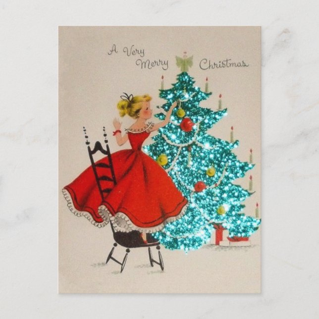 Cartes Pour Fêtes Annuelles Arbre décoratif vintage de Noël (Devant)
