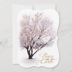 Cartes Pour Fêtes Annuelles Arbre d'hiver paisible en neige avec paix sur Terr