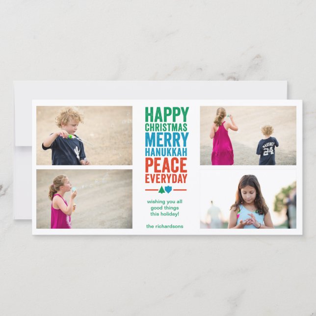 Cartes Pour Fêtes Annuelles Arbre Dreidel x4 (Devant)