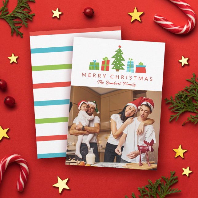 Cartes Pour Fêtes Annuelles Arbre et cadeaux de Noël Joyeux photo (Créateur téléchargé)