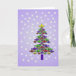 Cartes Pour Fêtes Annuelles Arbre et neige de Noël de Fleur de Lys