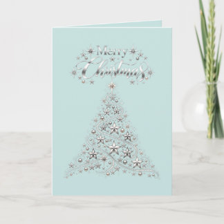Cartes Pour Fêtes Annuelles Arbre étoile d'argent Joyeux Noël scintillant