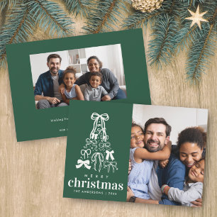 Cartes Pour Fêtes Annuelles Arbre festif vert 2 Photo Joyeux Noël