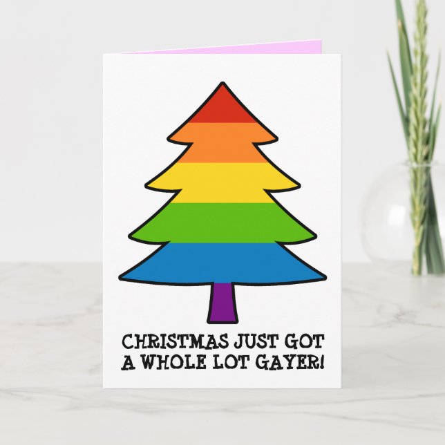 Cartes Pour Fêtes Annuelles Arbre gai de Noël d'arc-en-ciel (Devant)