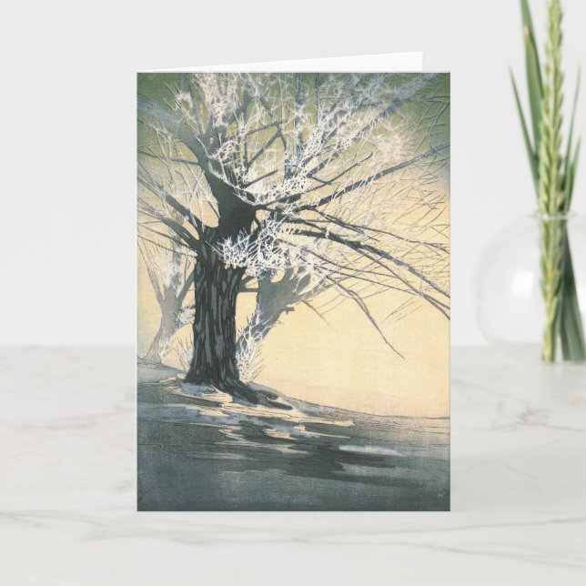 Cartes Pour Fêtes Annuelles Arbre givré 1920 (Devant)