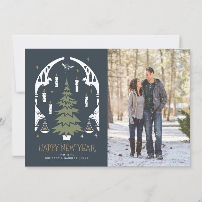 Cartes Pour Fêtes Annuelles Arbre HARRY POTTER™ - Bonne Année - Photo (Devant)