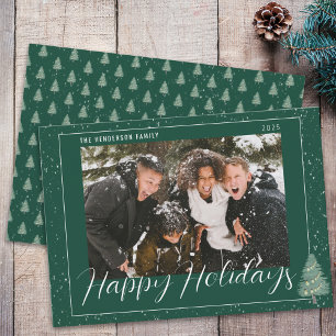 Cartes Pour Fêtes Annuelles Arbre Moderne Neige Joyeuses Fêtes Photo de Famill