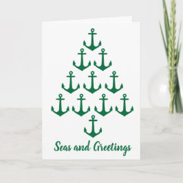 Cartes Pour Fêtes Annuelles Arbre nautique d'Ancre de Noël côtier de plage
