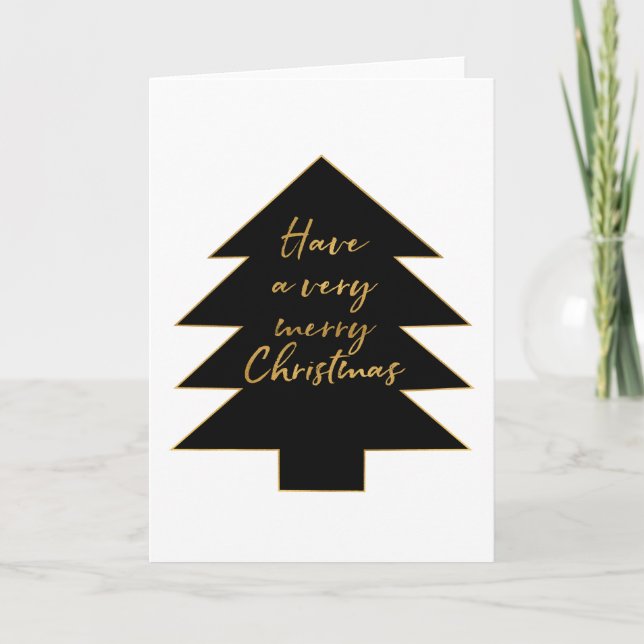 Cartes Pour Fêtes Annuelles Arbre Noir Or (Devant)