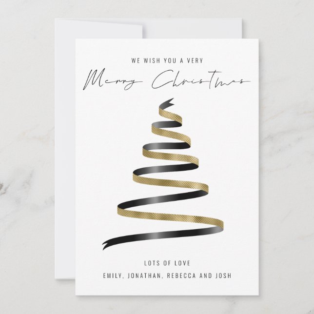 Cartes Pour Fêtes Annuelles Arbre Noir Or 2026 Calendrier Joyeux Noël (Devant)