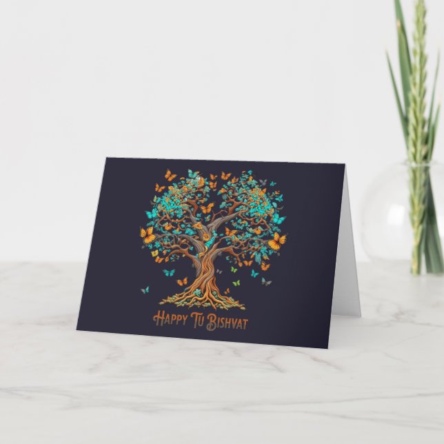 Cartes Pour Fêtes Annuelles Arbre papillon de Tou B'Shevat (Devant)