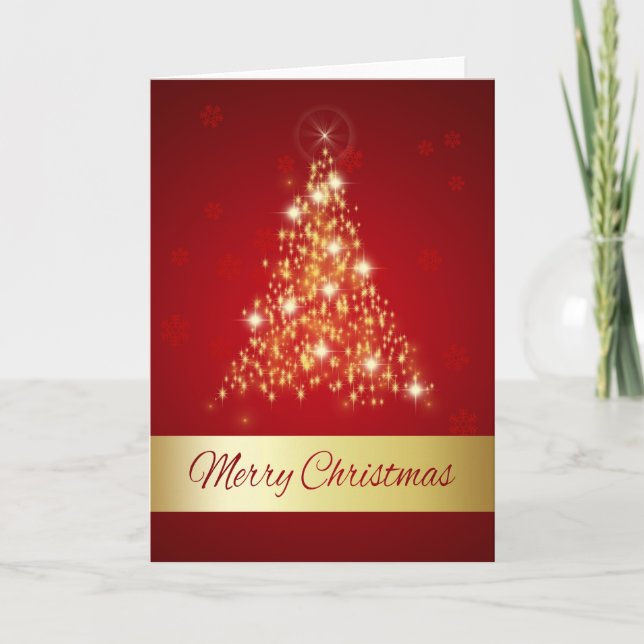 Cartes Pour Fêtes Annuelles Arbre rougeoyant élégant de Joyeux Noël (Devant)