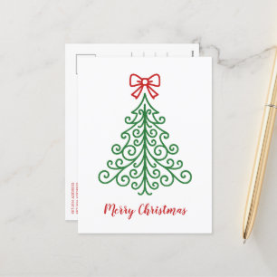 Cartes Pour Fêtes Annuelles Arbre simple avec bow Noël moderne
