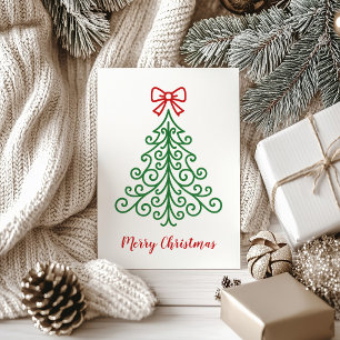 Cartes Pour Fêtes Annuelles Arbre simple avec un ruban moderne Noël