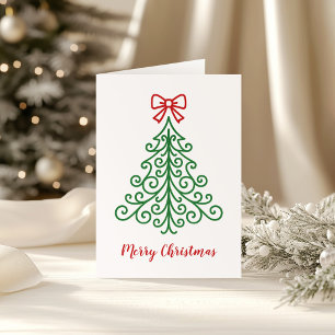 Cartes Pour Fêtes Annuelles Arbre simple avec un ruban moderne Noël