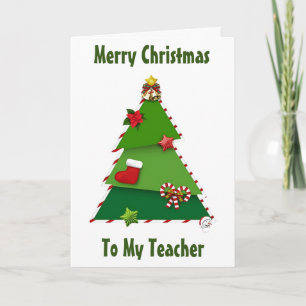 CARTES POUR FÊTES ANNUELLES ARBRE SPÉCIAL POUR **ENSEIGNANT** À NOËL