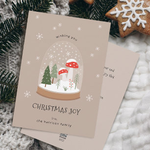 Cartes Pour Fêtes Annuelles Arbres de boule à neige festive champignon Joie de