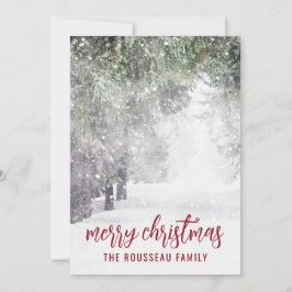 Cartes Pour Fêtes Annuelles Arbres de la forêt en hiver neige Noël