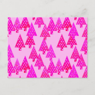 Cartes Pour Fêtes Annuelles Arbres de Noël à fleurs modernes - rose fuchsia