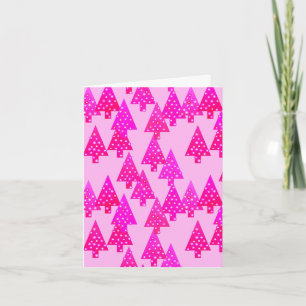 Cartes Pour Fêtes Annuelles Arbres de Noël à fleurs modernes - rose fuchsia