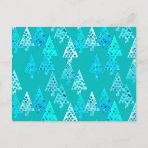 Cartes Pour Fêtes Annuelles Arbres de Noël à fleurs modernes - turquoise