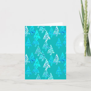 Cartes Pour Fêtes Annuelles Arbres de Noël à fleurs modernes - turquoise