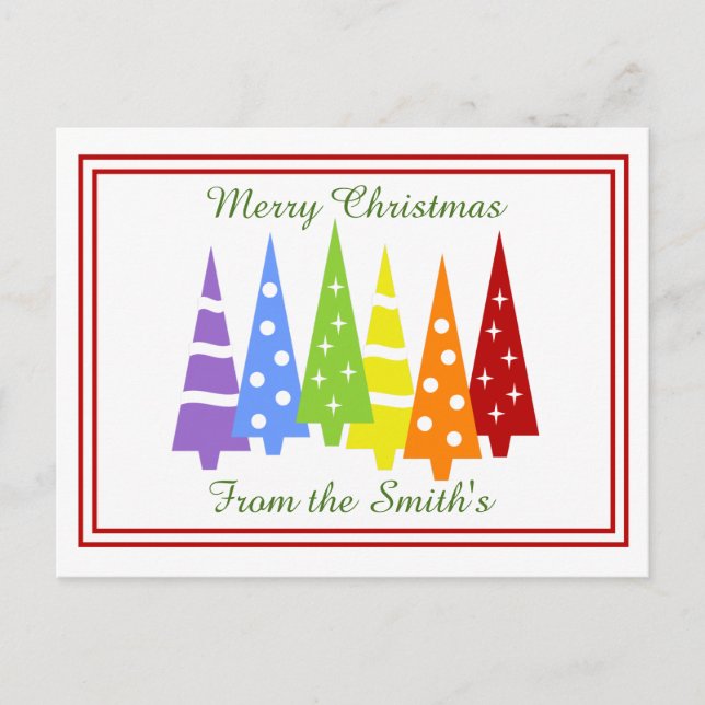 Cartes Pour Fêtes Annuelles Arbres de Noël arc-en-ciel (Devant)