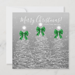 Cartes Pour Fêtes Annuelles Arbres de Noël argentés de fêtes Greeting Green
