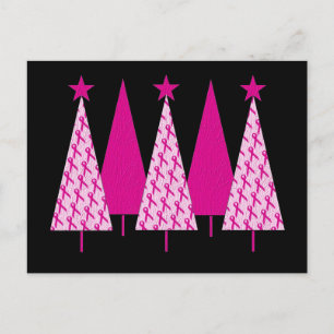 Cartes Pour Fêtes Annuelles Arbres de Noël - Cancer du sein Ruban rose