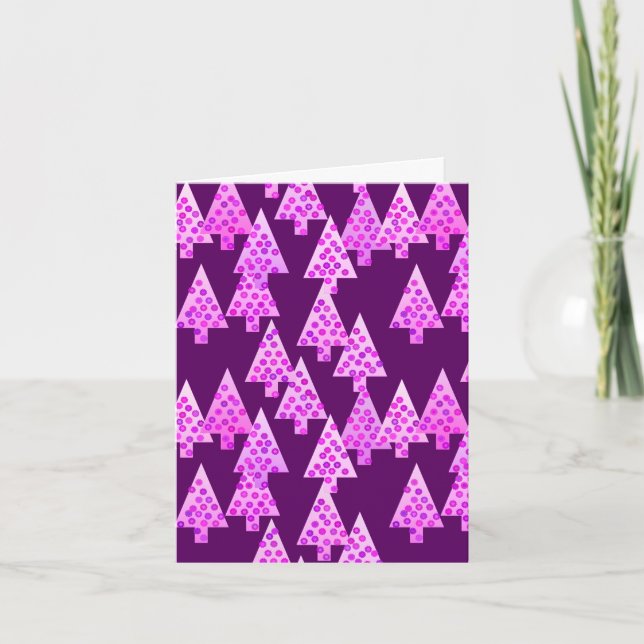 Cartes Pour Fêtes Annuelles Arbres de Noël de fleurs modernes - améthyste viol (Devant)