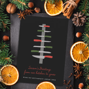 Cartes Pour Fêtes Annuelles Arbres de Noël du restaurant Chef Knives Illustrat