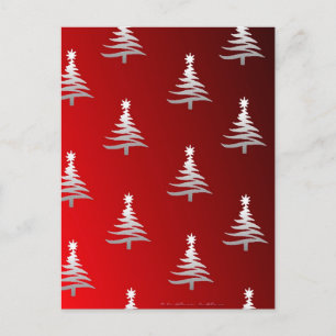 Cartes Pour Fêtes Annuelles Arbres de Noël en argent sur rouge