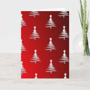Cartes Pour Fêtes Annuelles Arbres de Noël en argent sur rouge