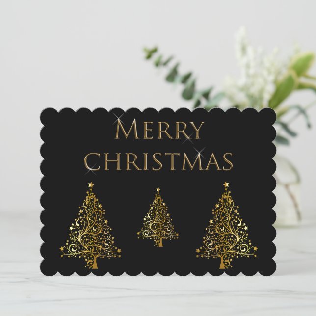 Cartes Pour Fêtes Annuelles Arbres de Noël en or (Debout devant)