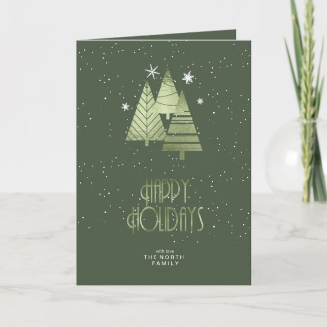 Cartes Pour Fêtes Annuelles Arbres de Noël Joyeuses Fêtes Vert ID863 (Devant)