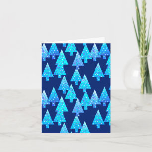 Cartes Pour Fêtes Annuelles Arbres de Noël modernes de fleur - bleu de cobalt