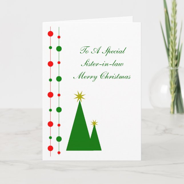 Cartes Pour Fêtes Annuelles Arbres de Noël Soeur-belle Noël (Devant)