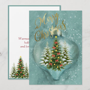 Cartes Pour Fêtes Annuelles Arbres de Noël uniques Ornement Neige 