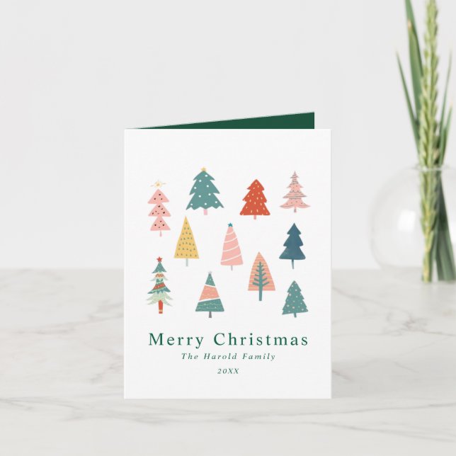 Cartes Pour Fêtes Annuelles Arbres de Noël verts non photo (Devant)