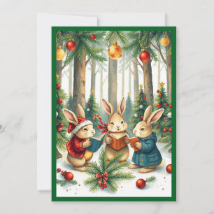 Cartes Pour Fêtes Annuelles Arbres de pin d'hiver à l'aquarelle rustique chant