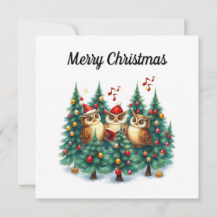 Cartes Pour Fêtes Annuelles Arbres de pin d'hiver aquarelle rustique chantant 