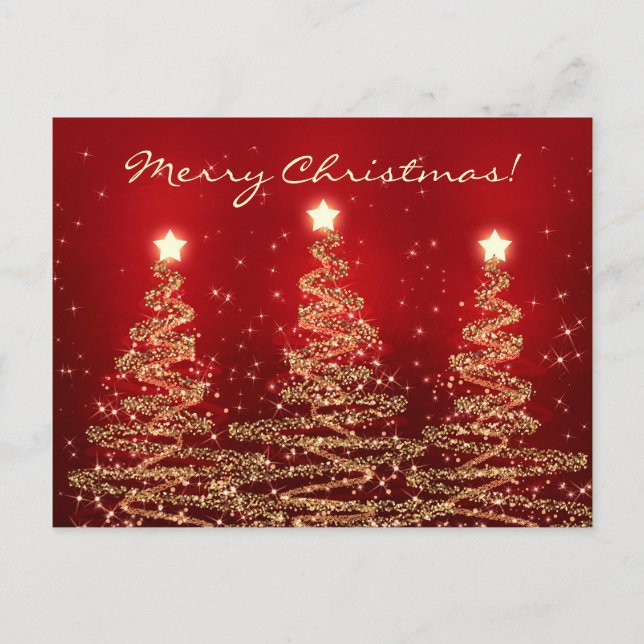 Cartes Pour Fêtes Annuelles Arbres de scintillement élégants de Joyeux Noël (Devant)