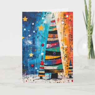 Cartes Pour Fêtes Annuelles Arbres de vacances d'hiver colorés