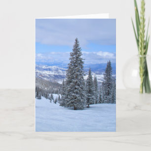 Cartes Pour Fêtes Annuelles Arbres et montagnes couverts de neige