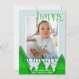 Cartes Pour Fêtes Annuelles Arbres Géométriques Moderne Bleu Vert Photo