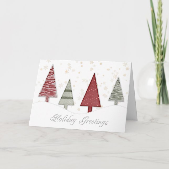 Cartes Pour Fêtes Annuelles Arbres Gold Snowflakes Noël Salutation (Devant)