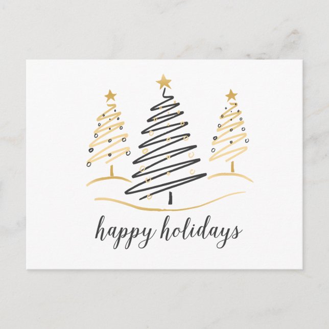 Cartes Pour Fêtes Annuelles Arbres modernes de vacances de tendances (Devant)
