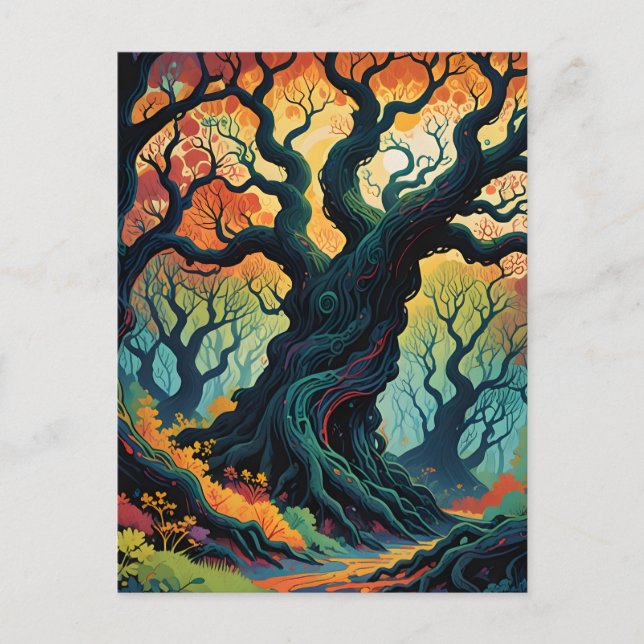 Cartes Pour Fêtes Annuelles Arbres mystiques Abstraits (Devant)